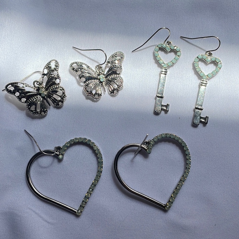 Silver jewelry earring sets